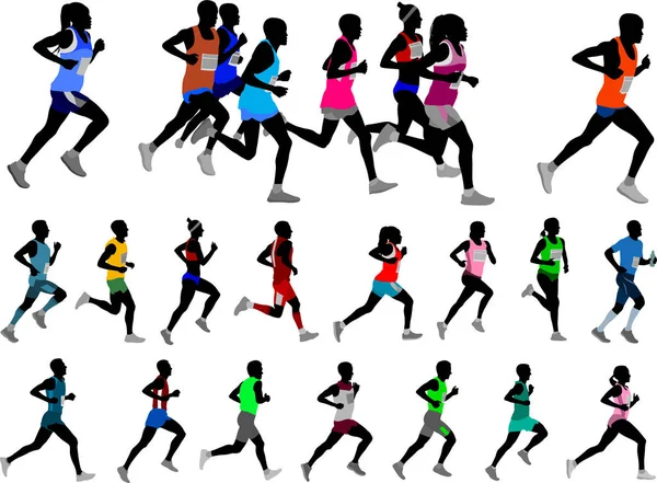 Silhouettes coureurs collection — Image vectorielle