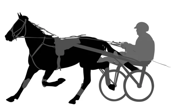 Silhouette de course de harnais de cheval et jockey — Image vectorielle
