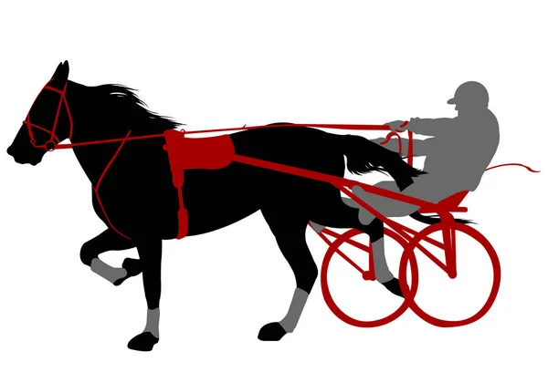 马和骑师线束赛车剪影 — 图库矢量图片