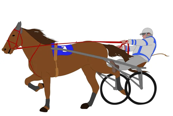 馬と騎手ハーネスレースカラーイラスト — ストックベクタ