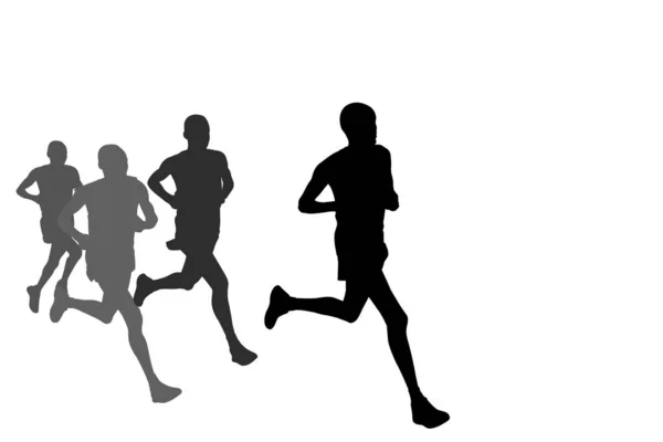 Група силуетів марафонських бігунів — стоковий вектор