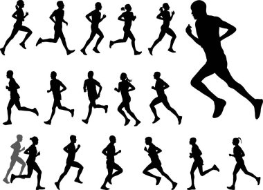 Maraton koşucuları siluetleri ayarlandı