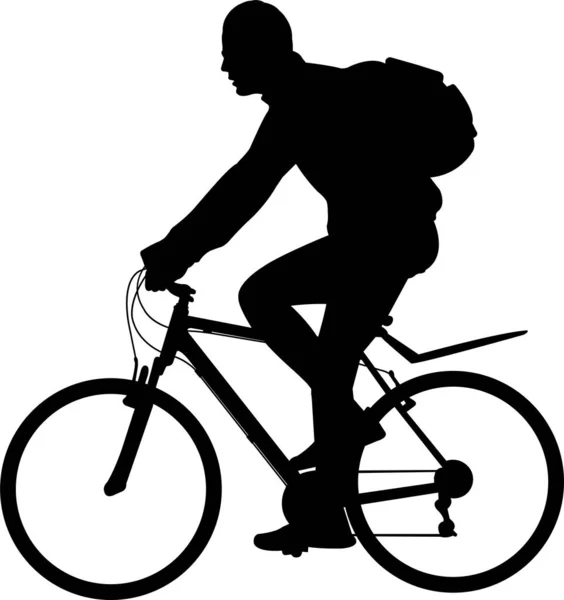 Homem Andar Bicicleta Silhueta Vetor — Vetor de Stock
