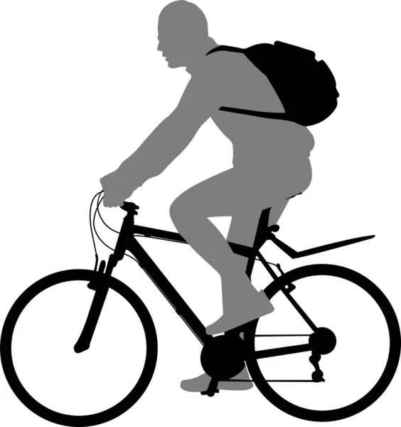 Uomo Bicicletta Silhouette Vettore — Vettoriale Stock