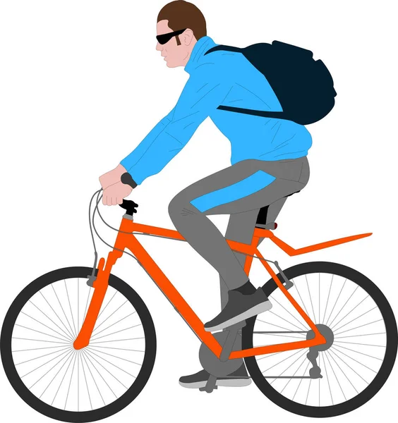 Man Ridning Cykel Vektor Illustration — Stock vektor