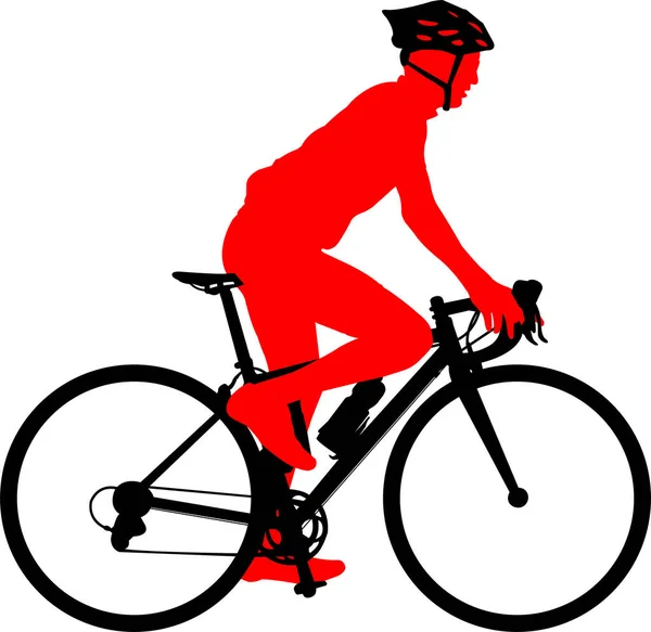 Silueta Ciclista Carrera Vector — Vector de stock