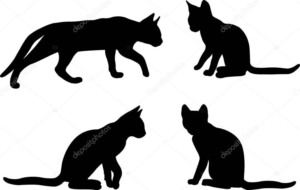cat silhouettes set - vector artwork