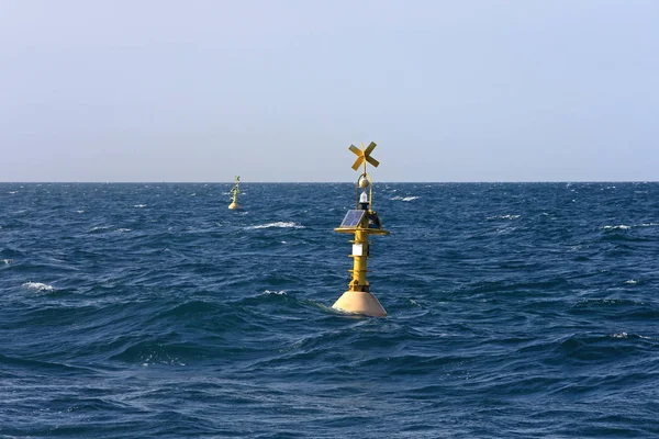 Special Mark Yellow Navigational Buoy Sea — Stock Photo, Image