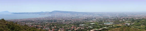 Dlouhá Panorama Města Neapol Vesuvu — Stock fotografie