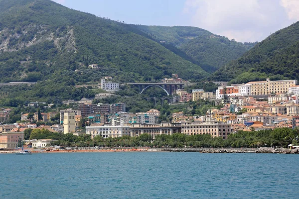 Paisaje Urbano Salerno Ciudad Sur Italia Desde Mar —  Fotos de Stock