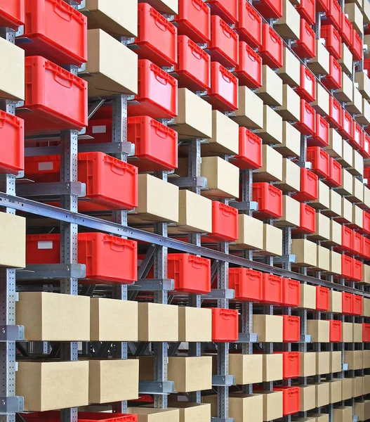 Ящики Коробки Автоматизированном Хранилище — стоковое фото