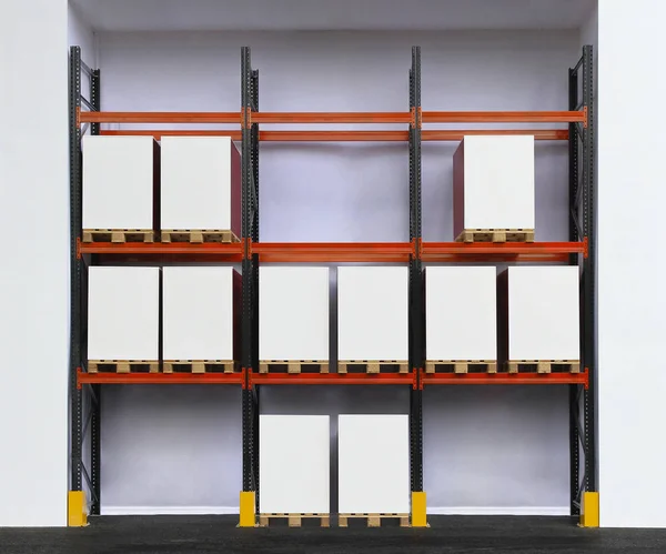 Estante Con Paletas Caja Almacén Distribución — Foto de Stock