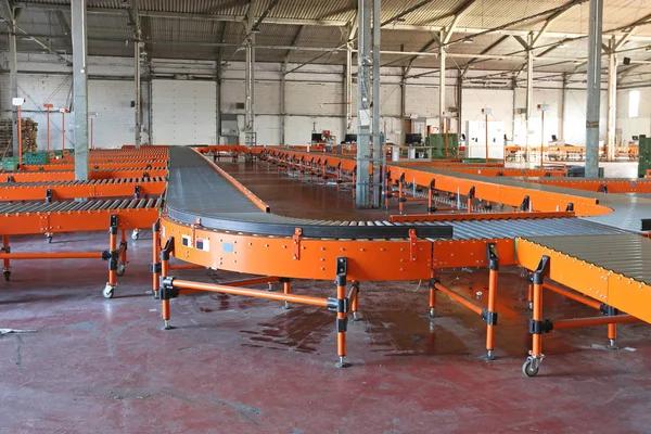 Conveyor Roller Sorting System Gudang Distribusi — Stok Foto