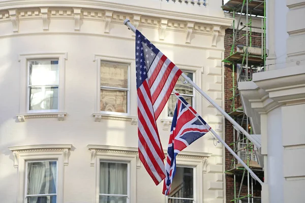 Drapeaux Des États Unis Royaume Uni Réunis Londres — Photo