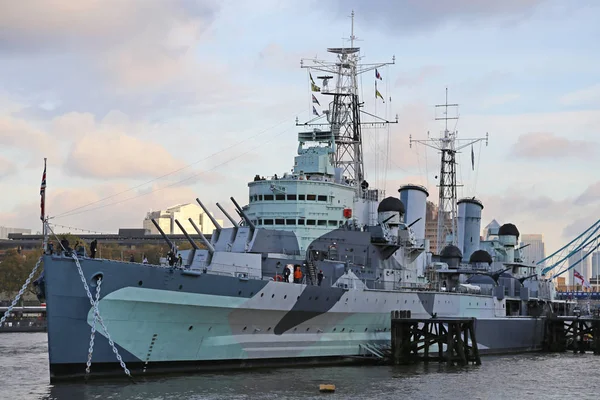Лондон Великобританія Листопада 2013 Hms Белфаст Королівський Флот Плаває Військовий — стокове фото