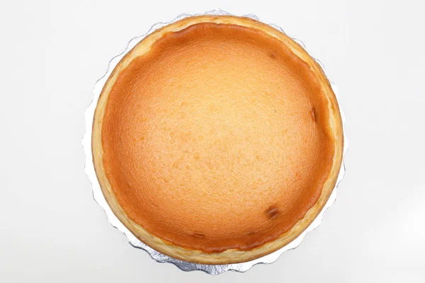 Vue Dessus Gâteau Fromage Tarte Entier Cuit Four — Photo