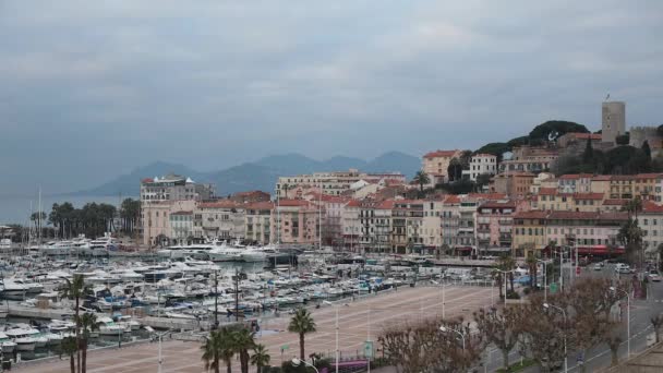 Cannes Old Town Castle Fort Time Lapse — Stock Video