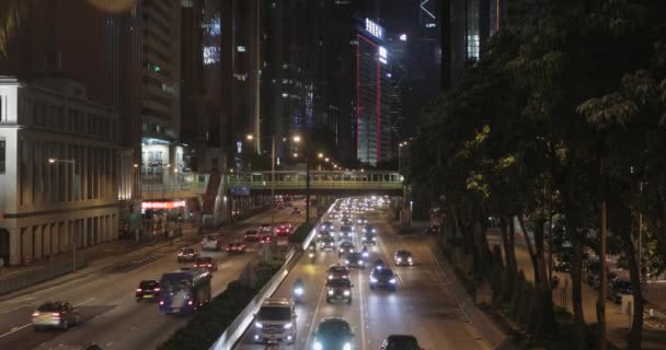 Hong Kong Cina Aprile 2017 Solito Traffico Notturno Wan Chai — Video Stock