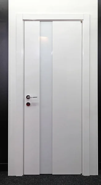 Fehér Panel Ajtó Üveg Otthon Belső — Stock Fotó
