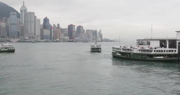 Star Ferry Boats Crossing Victoria Harbour Hong Kong — Stock Video