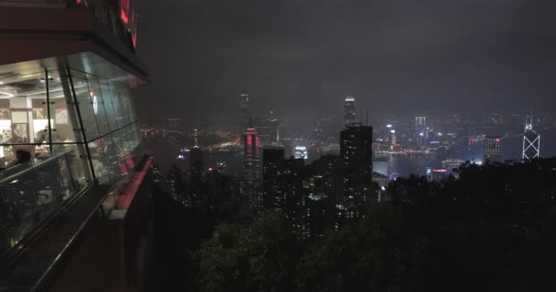 Hong Kong Notte Victoria Peak — Video Stock
