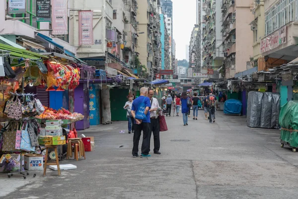 Kowloon Χονγκ Κονγκ Απριλίου 2017 Πρωί Mong Kok Market Street — Φωτογραφία Αρχείου