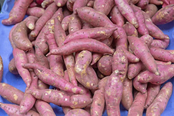 Большая Куча Сладкого Картофеля Рынке — стоковое фото
