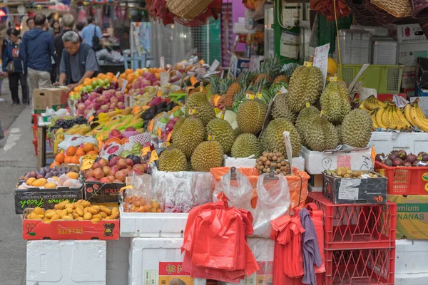 Kowloon Hong Kong Aprile 2017 Frutta Verdura Fresca Mercato Strada — Foto Stock
