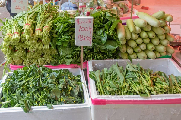 Frisches Grünes Gemüse Auf Bauernmarkt China — Stockfoto