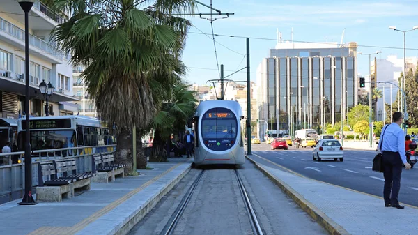 Athènes Grèce Mai 2015 Tram Transport Public Gare Près Parlement — Photo