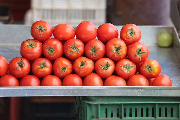 Pile Red Tomato Market Stall — Stock Photo, Image