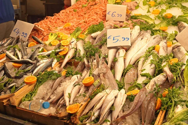 Ryby Krewetki Central Market Mieście Ateny — Zdjęcie stockowe