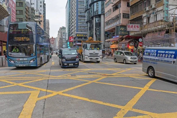 Kowloon Χονγκ Κονγκ Απριλίου 2017 Πρωινή Κίνηση Και Στην Διασταύρωση — Φωτογραφία Αρχείου