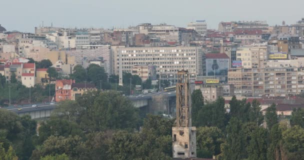 Belgrade Servië Augustus 2018 Branko Brug Rivier Sava Belgrado Servië — Stockvideo