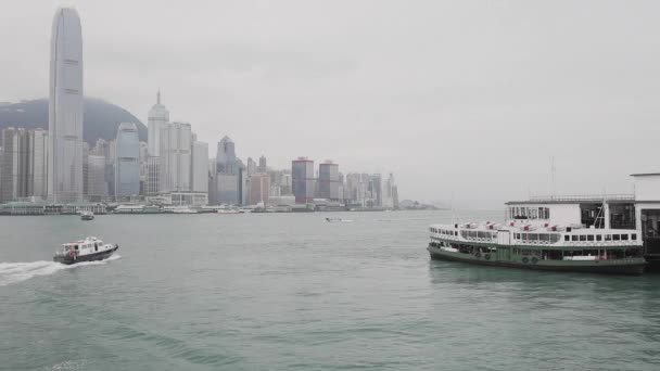 Nebeltag Viktoria Hafen Hongkong — Stockvideo