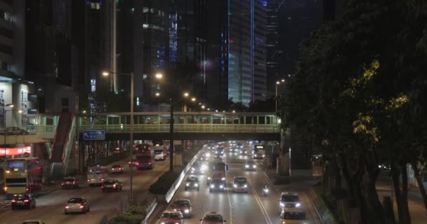 Traffico Pesante Hong Kong Notte — Video Stock