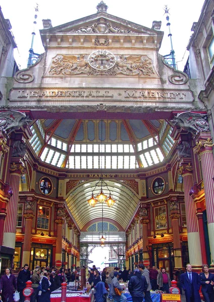 London Wielka Brytania Luty 2007 Tłum Ludzi Przy Targowisku Leadenhall — Zdjęcie stockowe