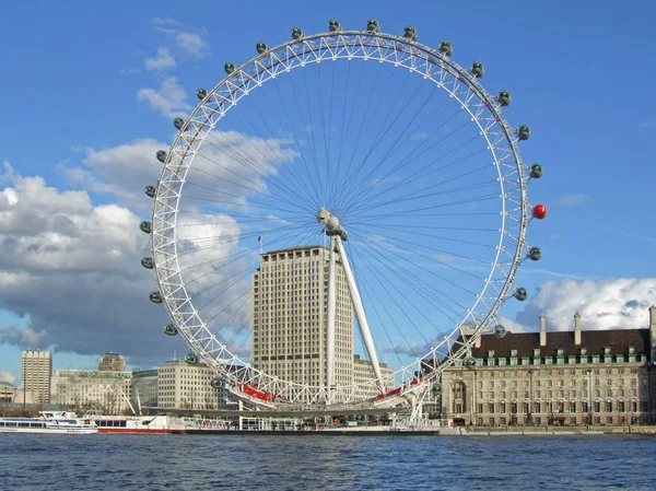 London United Kingdom February 2007 London Eye Ferris Wheel Thames — Stock Photo, Image