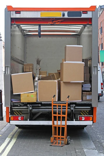 Hand Cart Och Lådor Leverans Lastbil Last — Stockfoto