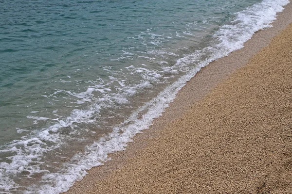 Kiezelstrand Aan Adriatische Zee Kroatië — Stockfoto