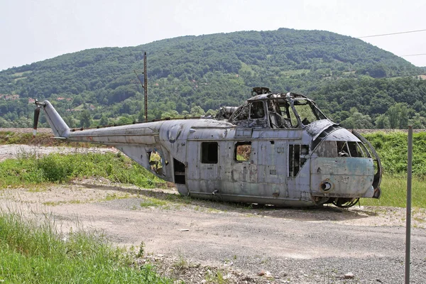 Damged Helicopter Aircraft Para Reciclagem Sucata — Fotografia de Stock