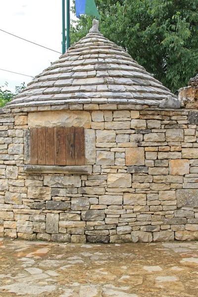 Structure Bâtiment Cabane Pierre Sèche Avec Toit Conique — Photo