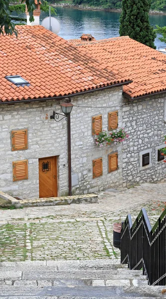 Stone Talot Cobblestone Kadut Vanhassa Kaupungissa Rovinj — kuvapankkivalokuva