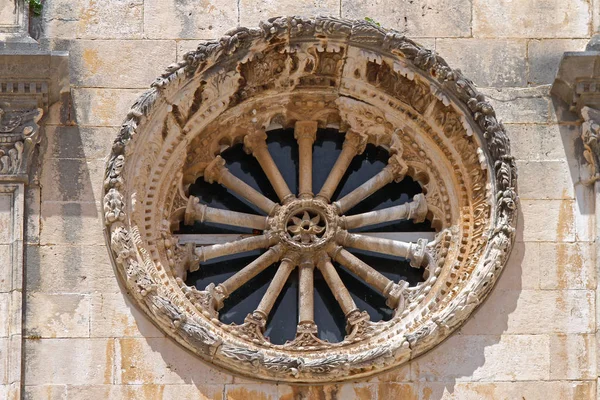 Középkori Kerek Rózsa Ablak Dubrovnik Horvátország — Stock Fotó