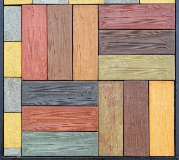 五颜六色的木砖装饰马赛克地板 — 图库照片