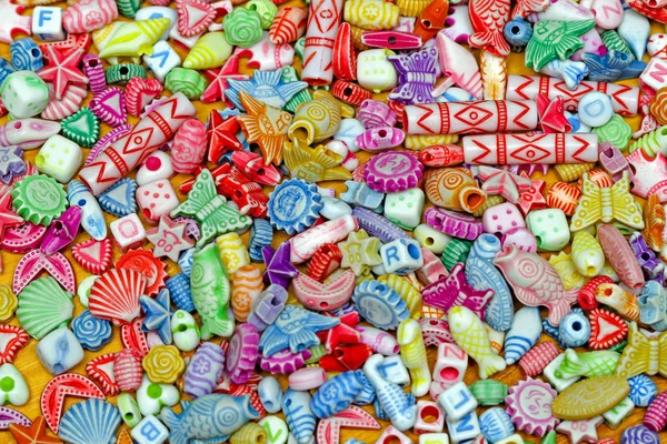 Multi Colore Perline Plastica Varietà Giocattoli Sfondo — Foto Stock