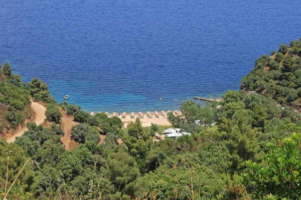 Gizli Yunanistan Ege Denizi Kamp Ile Beach — Stok fotoğraf