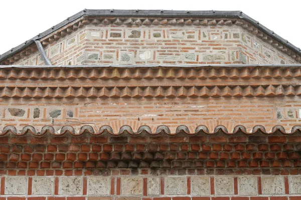 Middeleeuwse Stijl Bakstenen Muur Met Decoratieve Tegels — Stockfoto