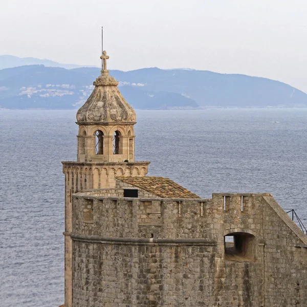 Dubrovnik Kulesi Ortaçağ Duvarları Adriyatik Denizi — Stok fotoğraf