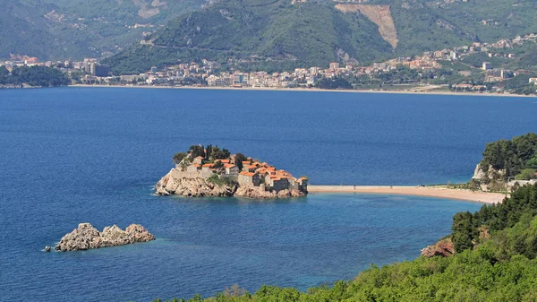 Sveti Stefan Islet Adriyatik Denizi Karadağ Beldesinde — Stok fotoğraf